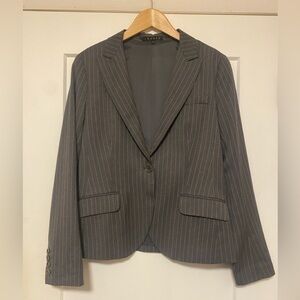 THEORY charcoal pinstripe wool blazer